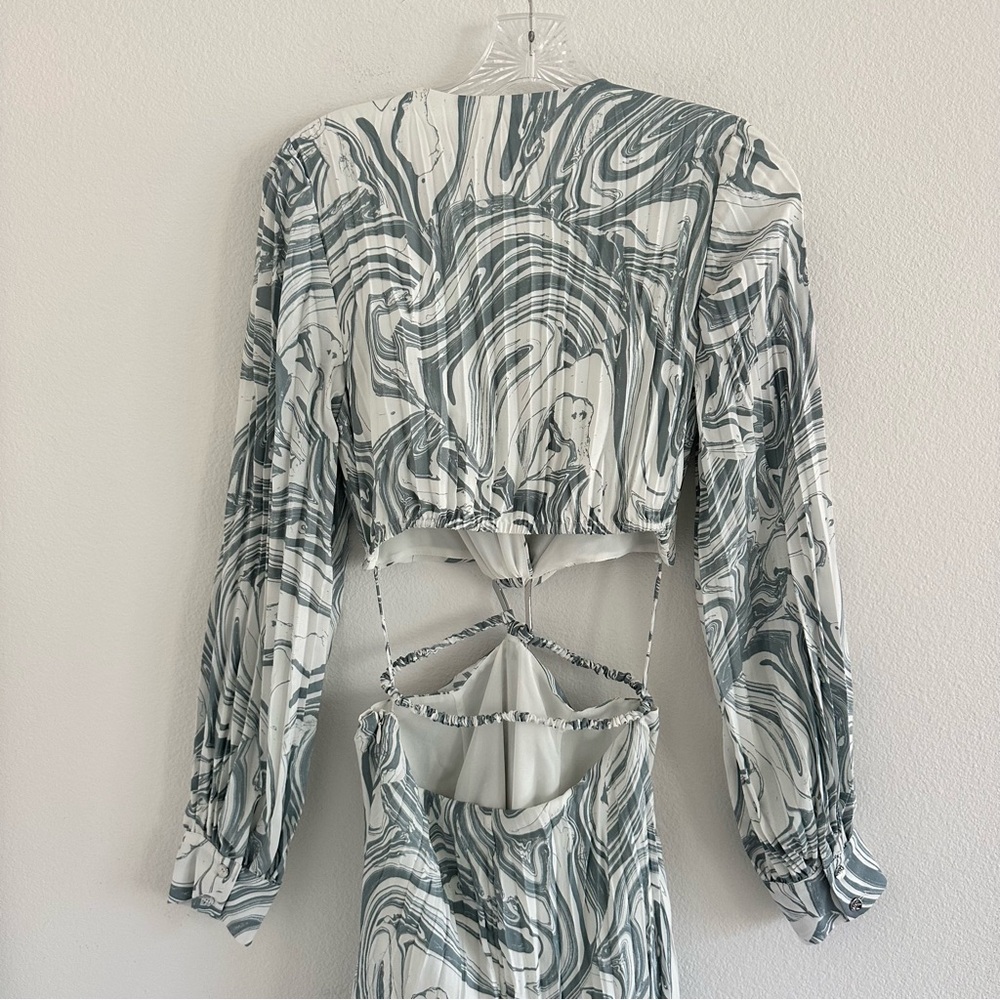 Jonathan Simkhai Priya Swirl Print Waist Cut-Out Dress Size: 2 - Picture 7 of 14